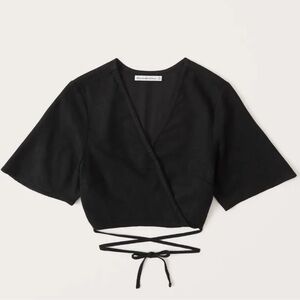 Abercrombie Black Crop Tie-Waist top